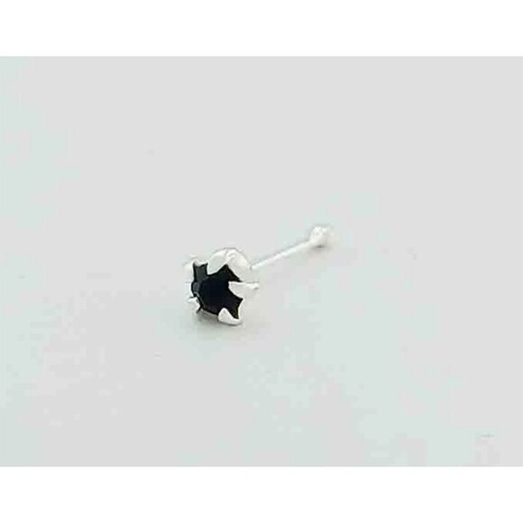 Created Black Onyx Nose Earring Solid .925 Sterling Silver - Picture 2 of 3